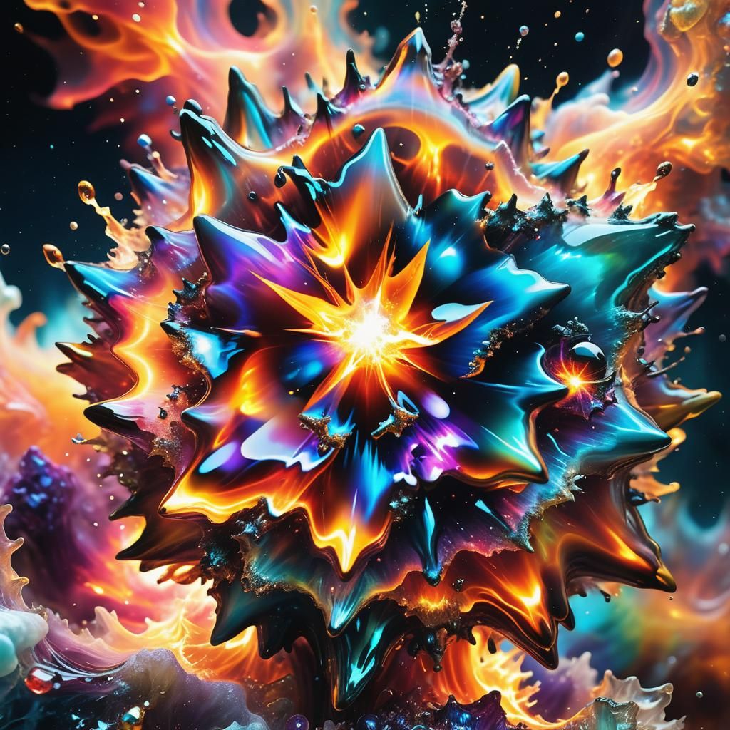 Surreal Astral Explosion with Rainbow Gemstones