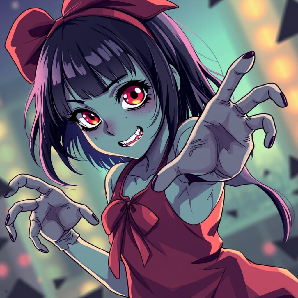 Anime Zombie Girl in Studio Trigger Style