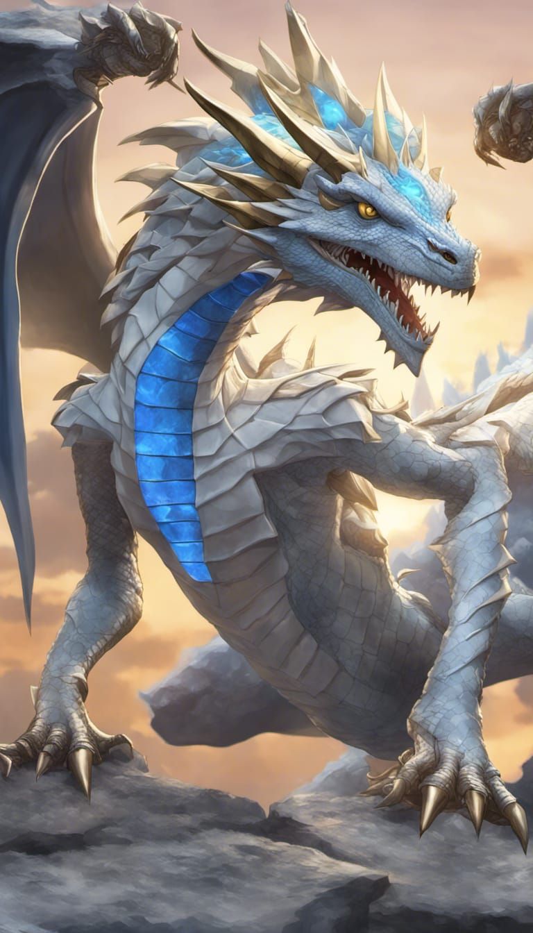Blue-Eyes White Dragon in Fantasy Style