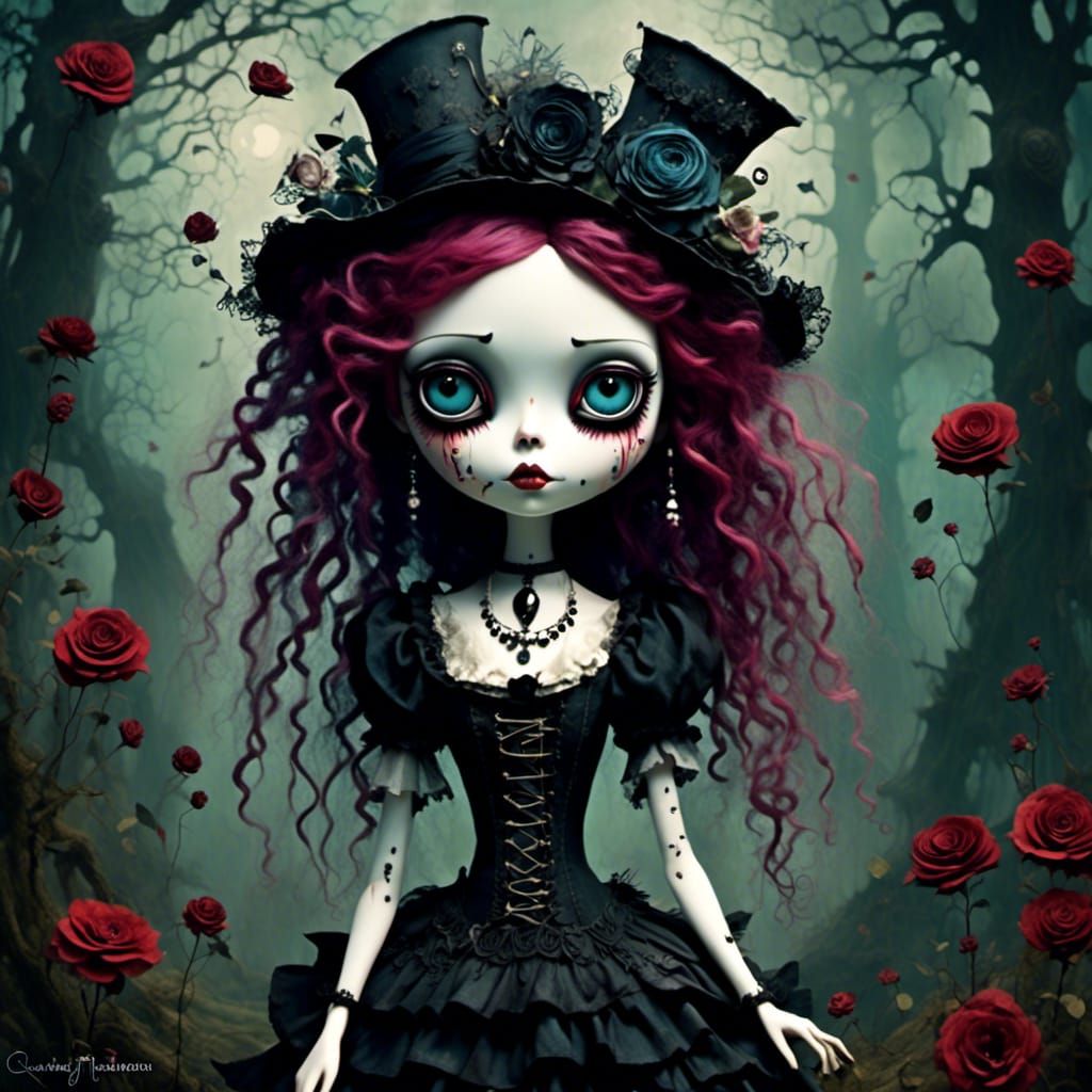 Dark Whimsical Pirate Doll in Gothic Fantasy Style