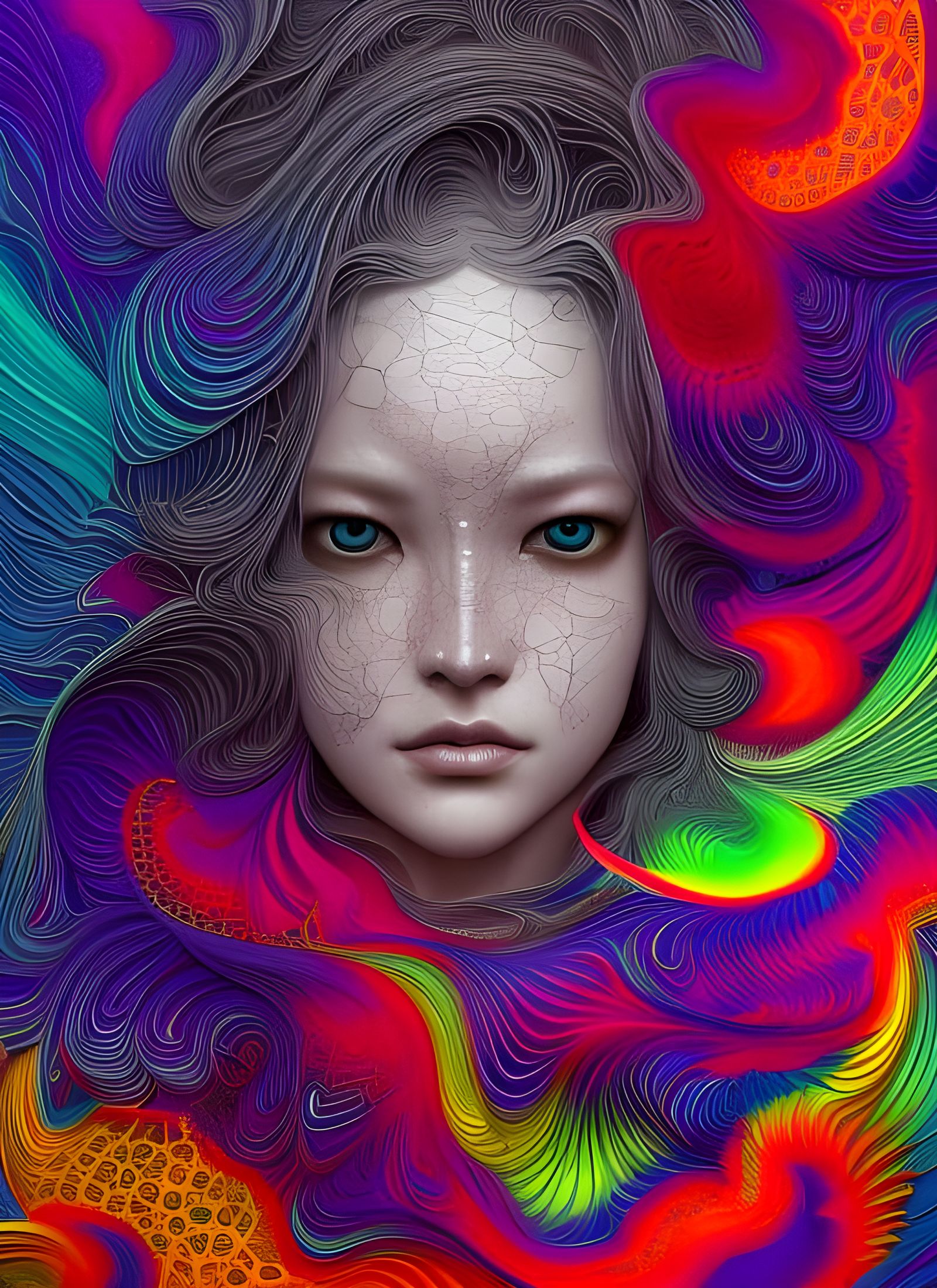 Hyperrealistic Jackal Flower in Acrylic Render