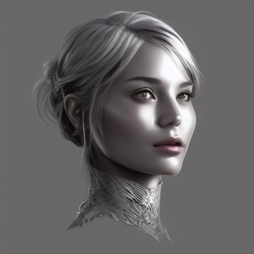 Silver Emoji Portrait in Hyperdetailed Digital Art Style