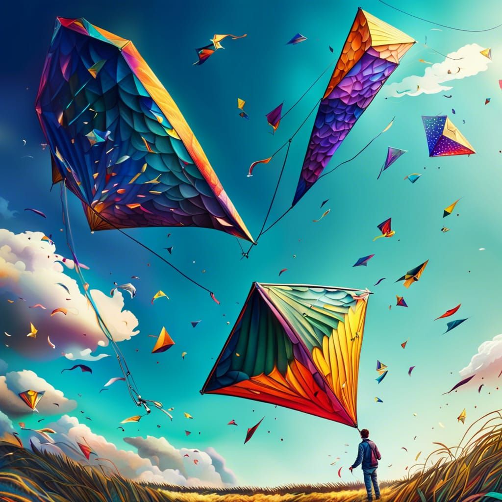Holographic Kite Flying Day in Cosmic Illustration