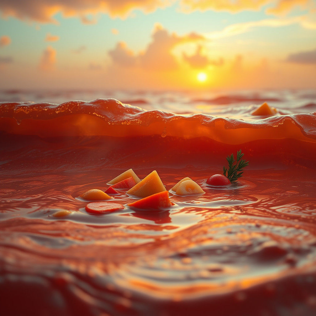 Surreal Oceanic Stew: A Vibrant Digital Rendering