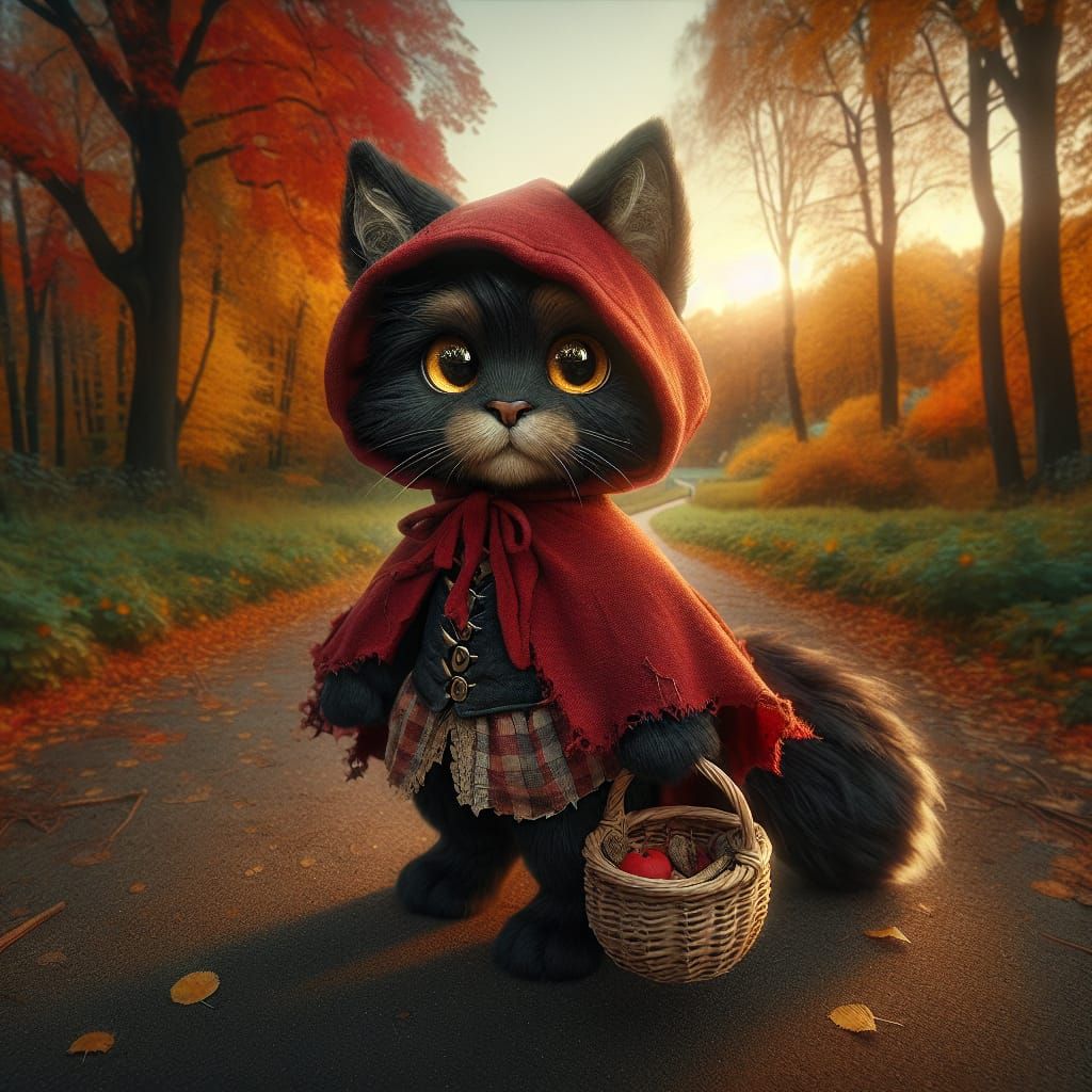 Ethereal Autumn Kitten Embarks on Whimsical Adventure