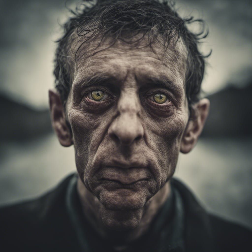 Horrifying Fish-Human Hybrid Portrait in Lovecraftian Style