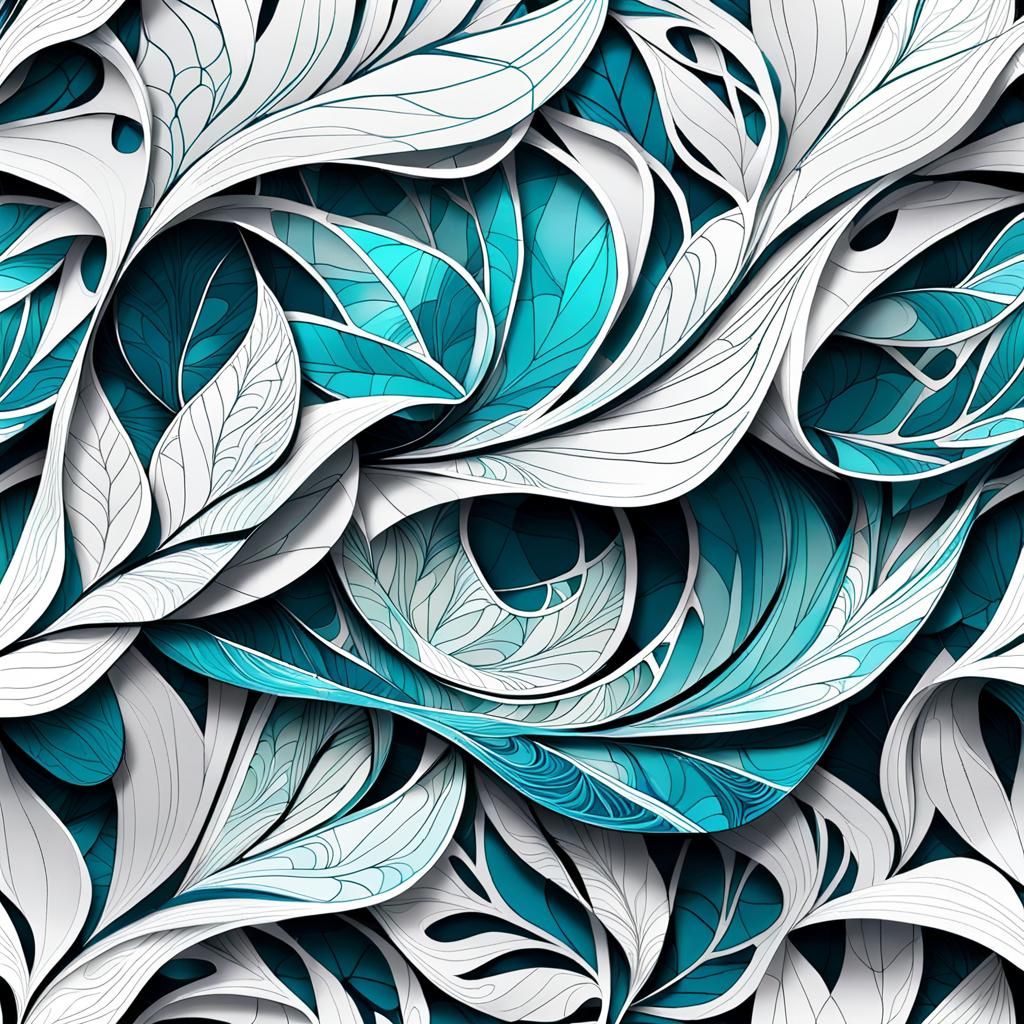 Intricate Leaves in Zentangle Style with Ink