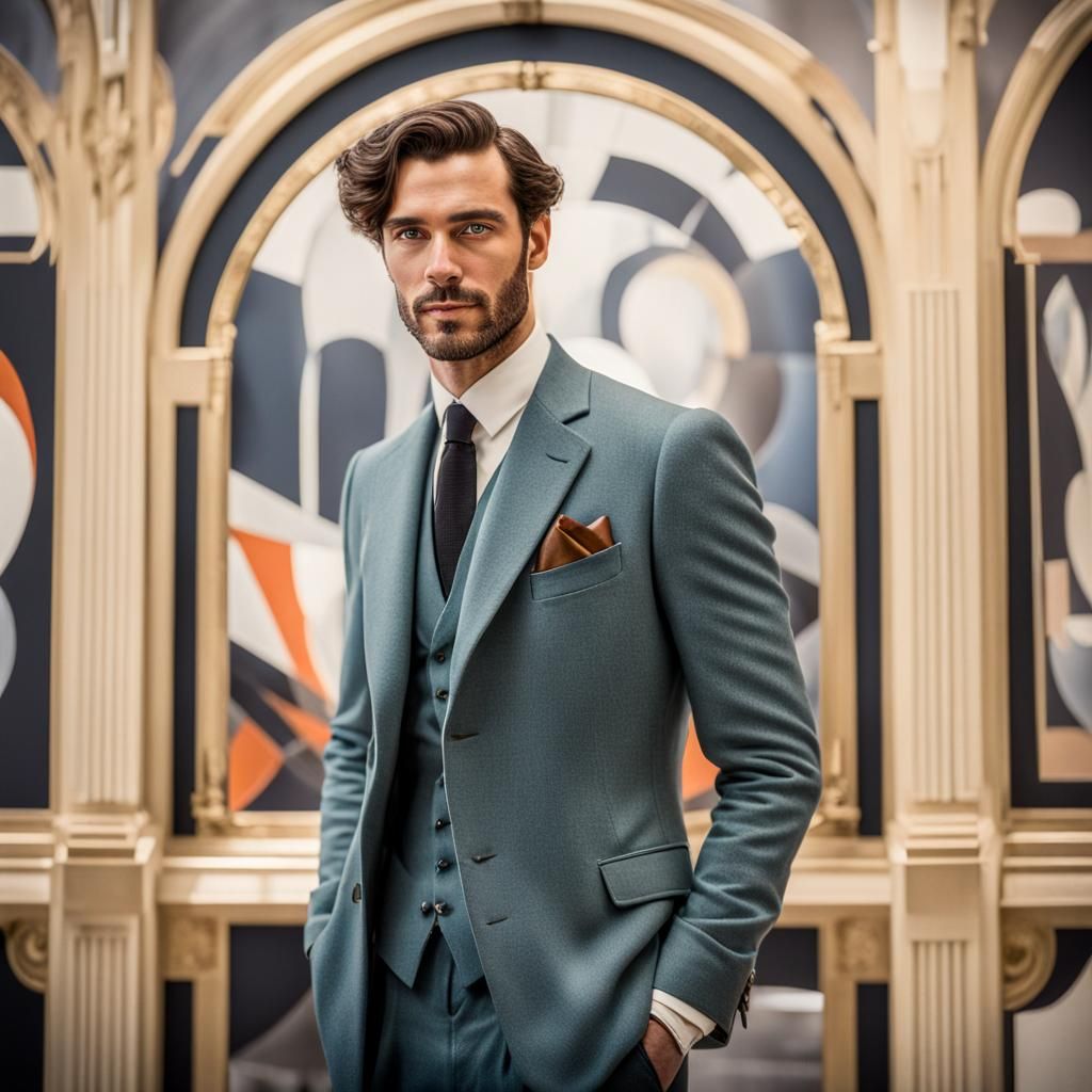 Attractive French Man at Art Deco Paris Exhibition