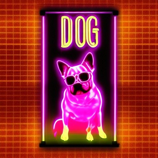 Synthwave Neon Dog in Retro Style