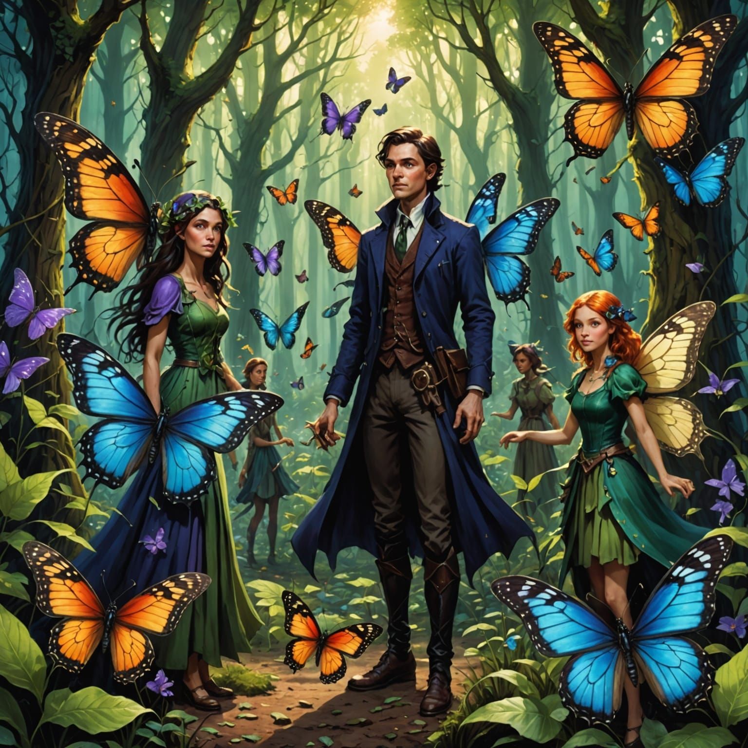 Whimsical Eldritch Forest Inhabitants in Floral Harmony