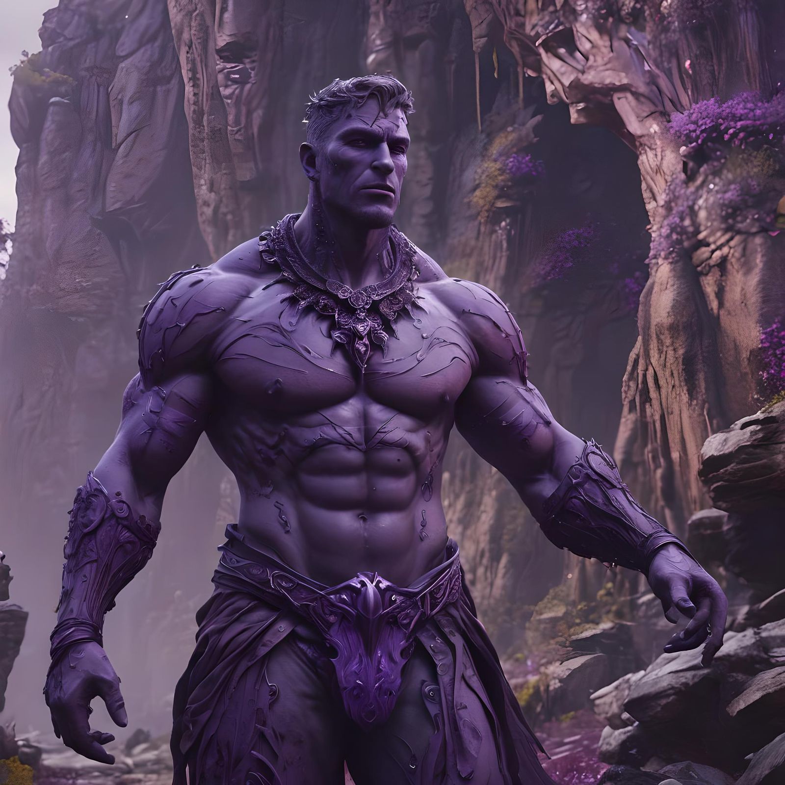 Otherworldly Purple Man: Detailed Fantasy Art
