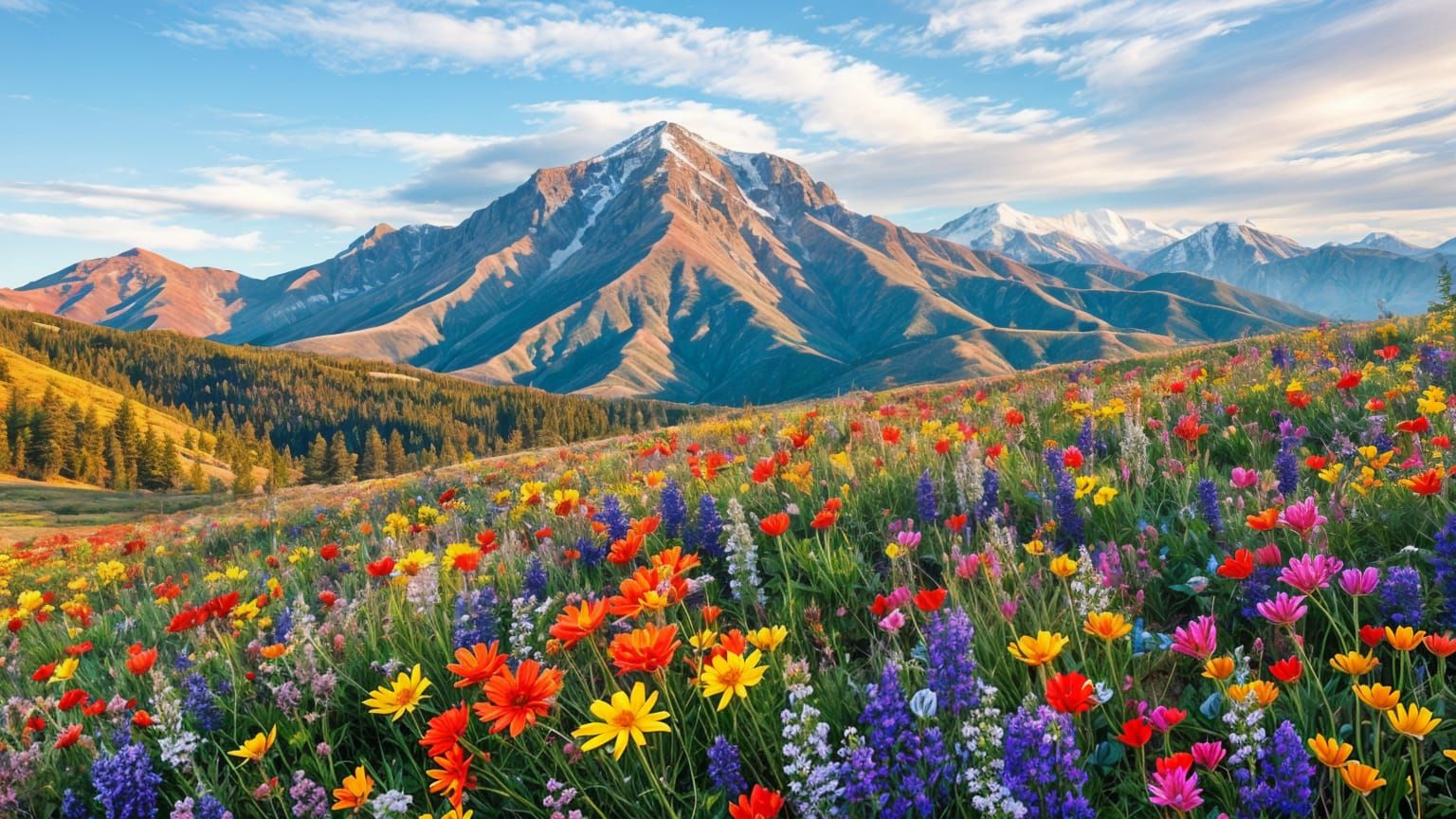 Surreal Pikes Peak in Vibrant Spring Bloom