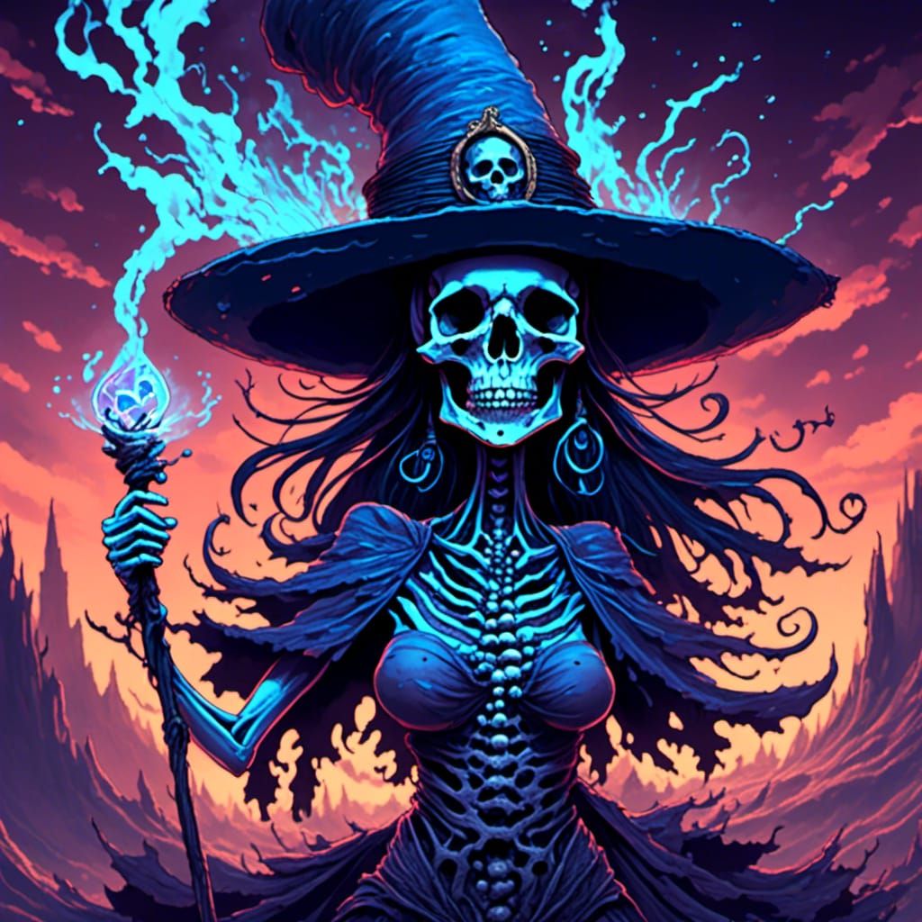 Skull in Witch Hat: Fantasy Digital Art