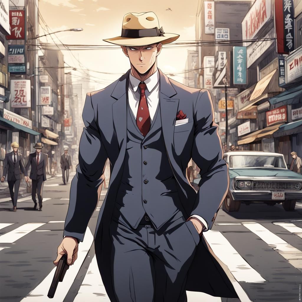 Anime Style Mafia Boss in Japan