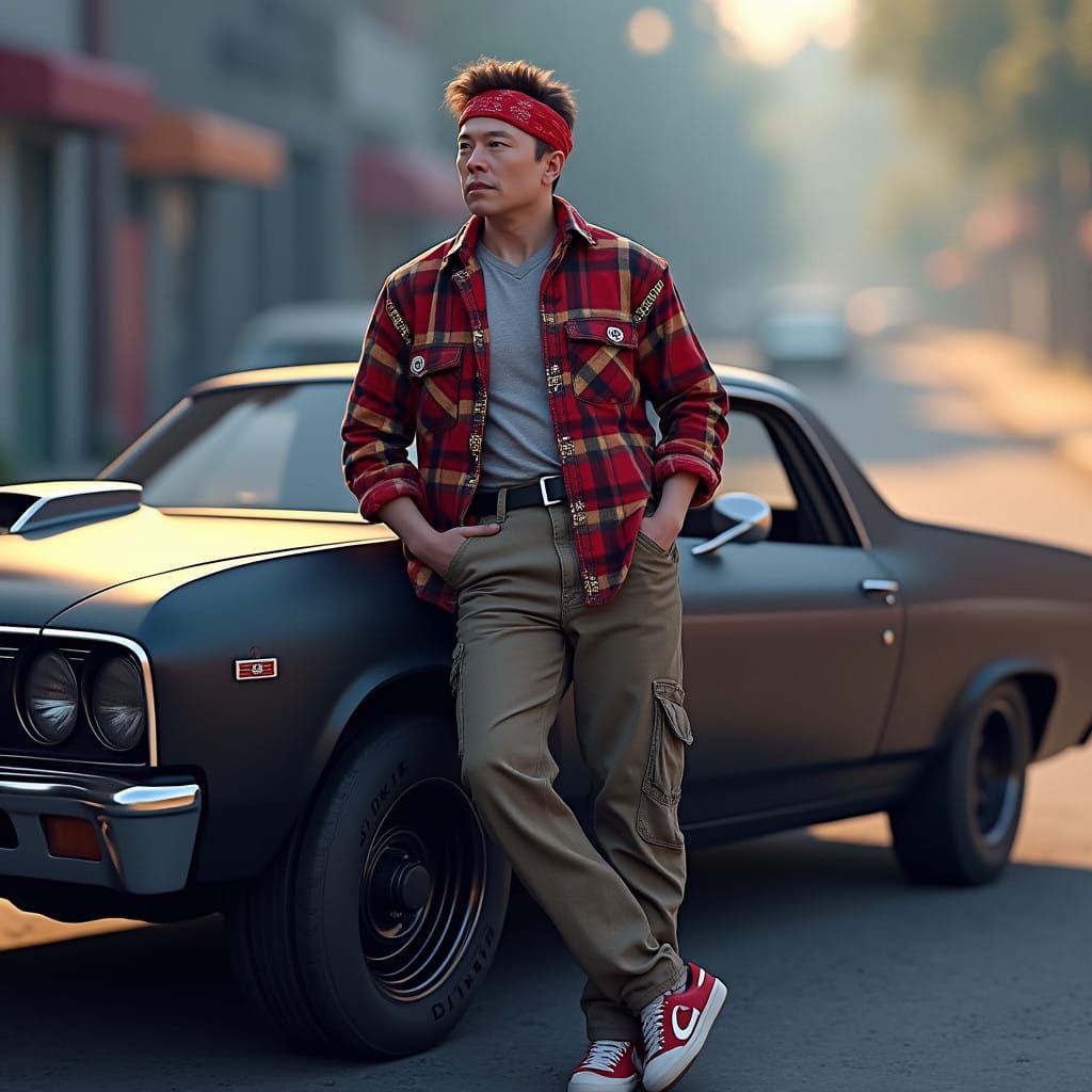 Elon Musk Leans on Matte Black 1968 El Camino in Vibrant Fla...