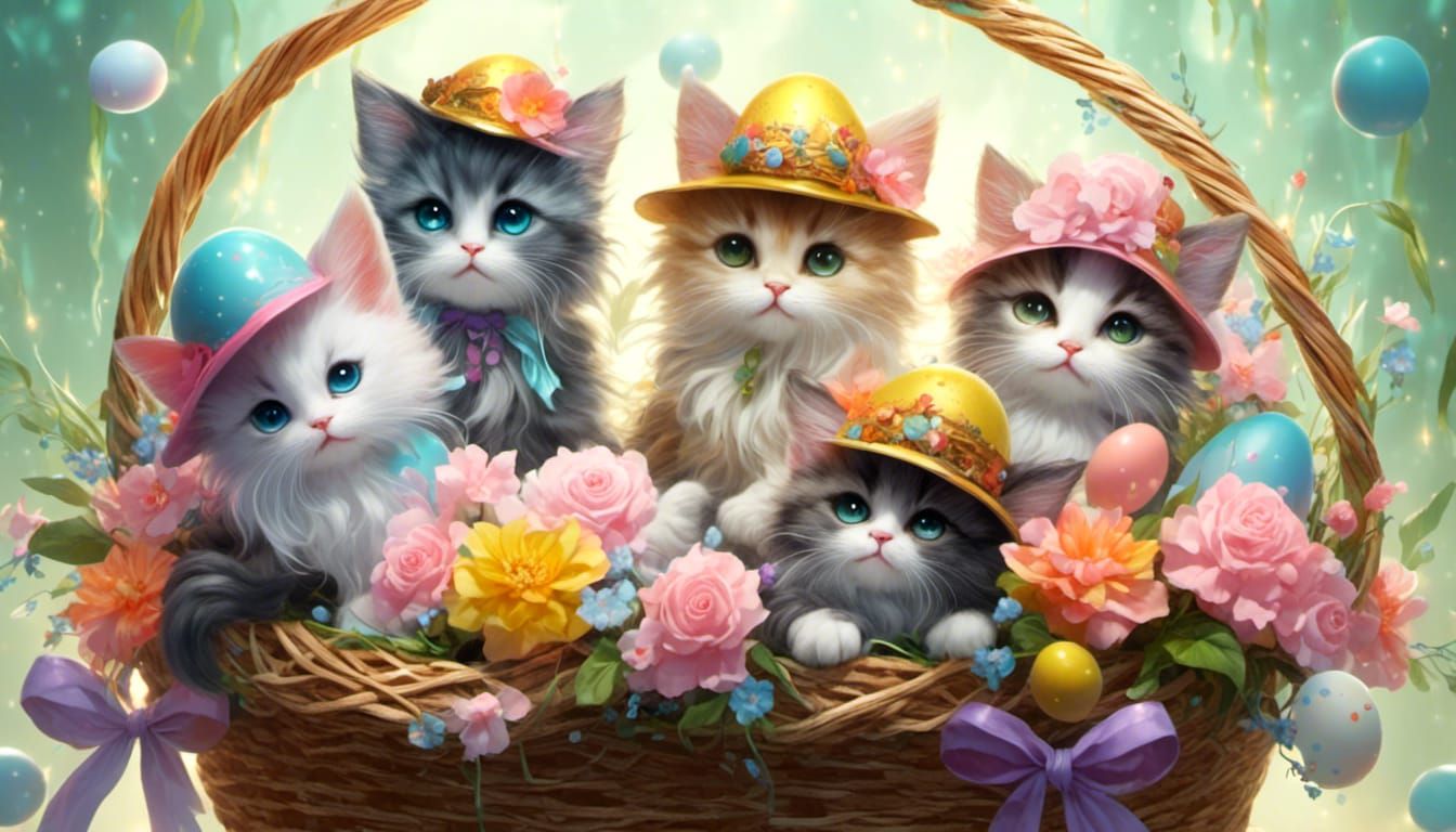 <lora:eye:1.0> <lora:Unreal:1.0> Fluffy chibi Kittens in a e...