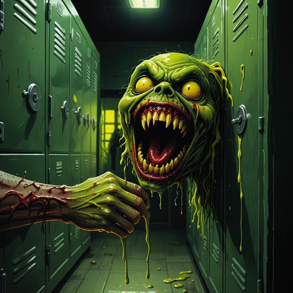 Macabre Locker Room Horror Illustration