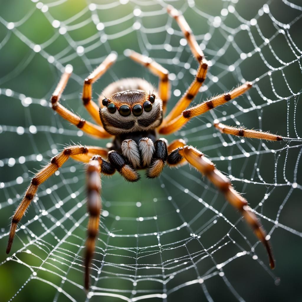 Spider Spinning Web on Hand: Macro Photography