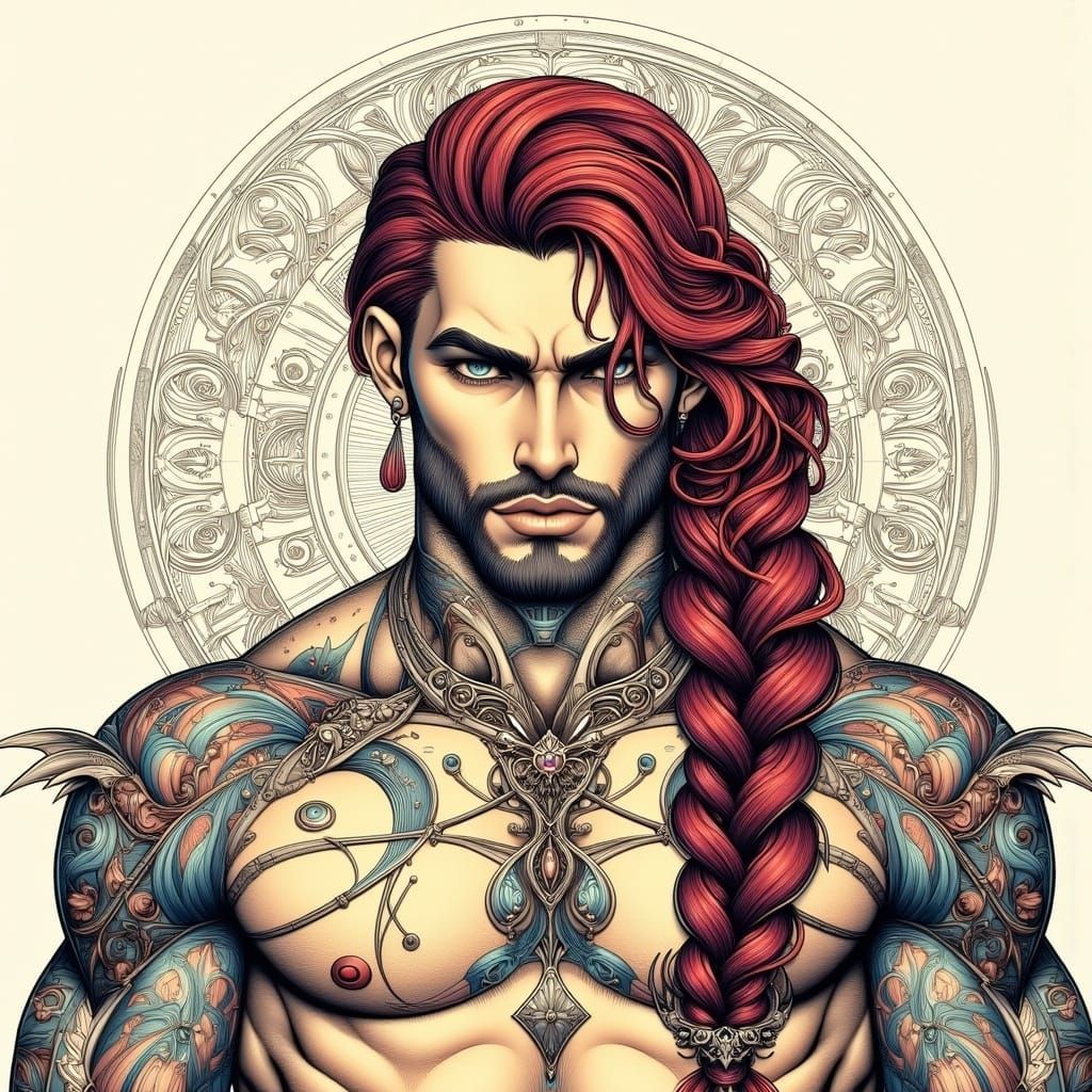 Art Nouveau Punk Poster of Nordic Man