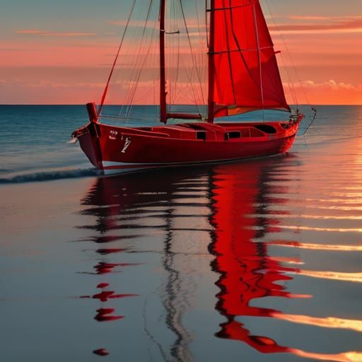 Vibrant Sunset with Sailing Vessels