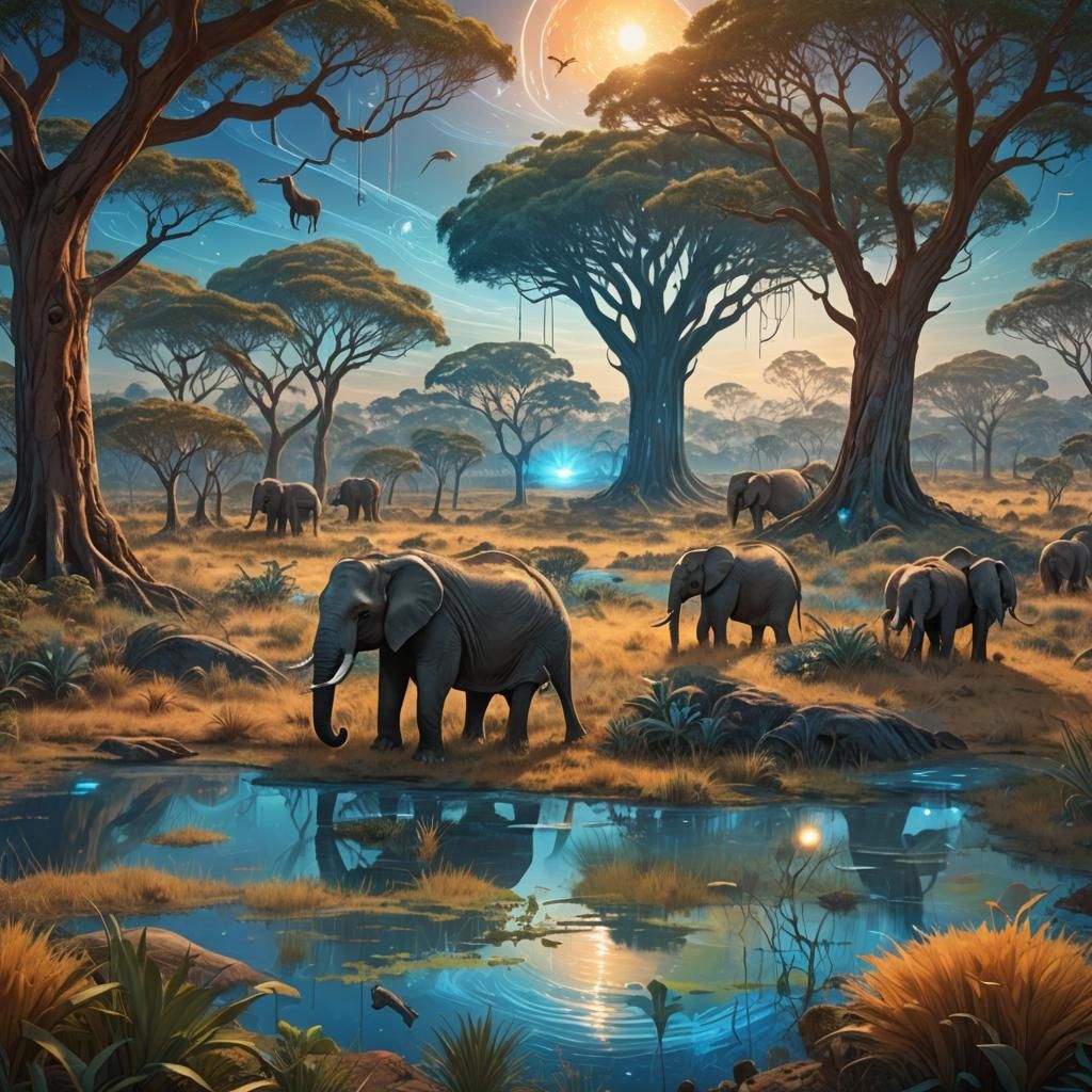 Glowing Map of Australia in Fantasy Landscape