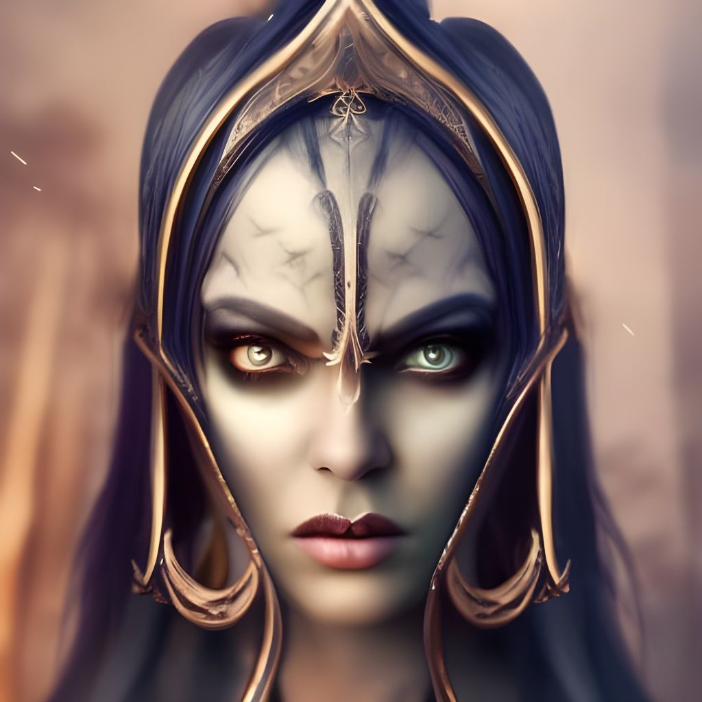 Beautiful Dark Elf Woman in Digital Painting