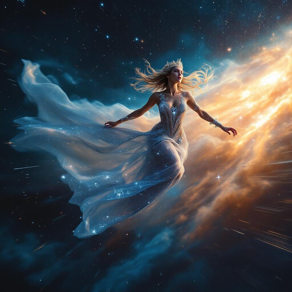 Celestial Empress Races Through Space in Photorealistic Styl...