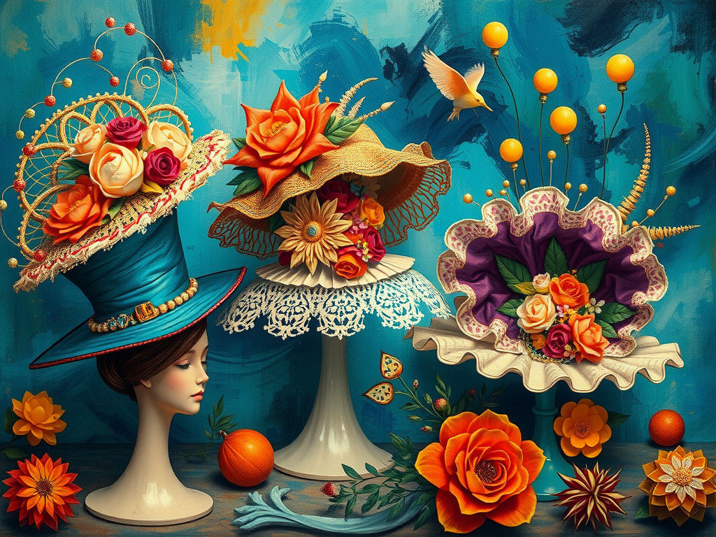 Eclectic Hats in Surrealist Abstract Style