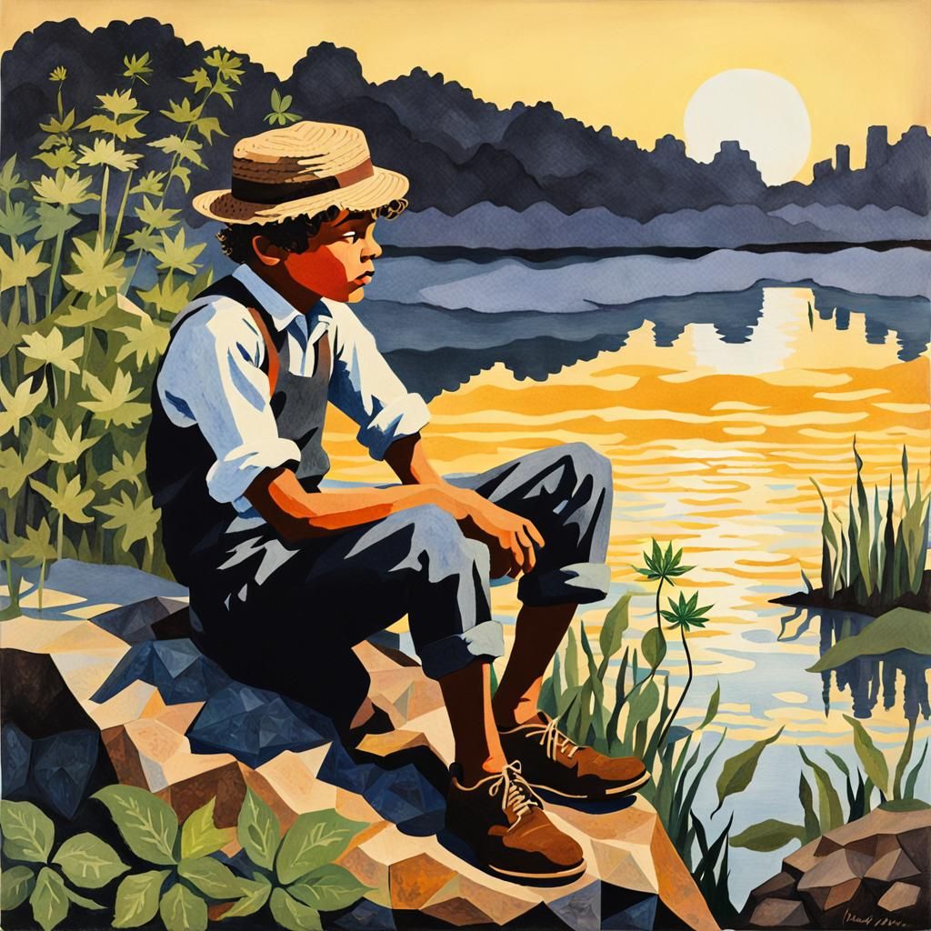 Wharf Scene as Paper Cut Impressionist Collage