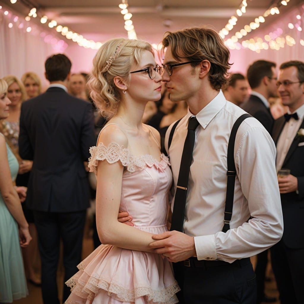 Androgynous Youth in Pink Prom Dress Offers Hand in Affectio...