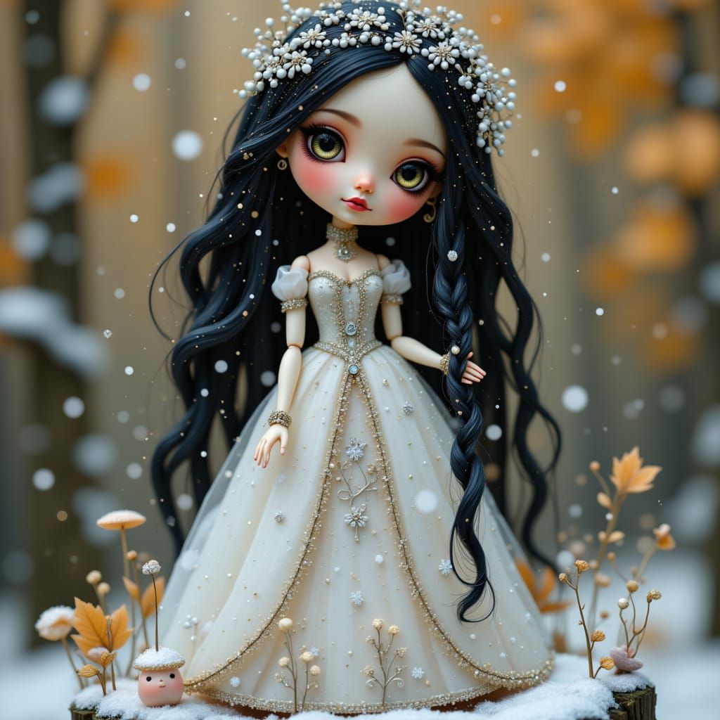 Blythe Doll as Tsarina Eudoxia in Snowy Autumn Garden