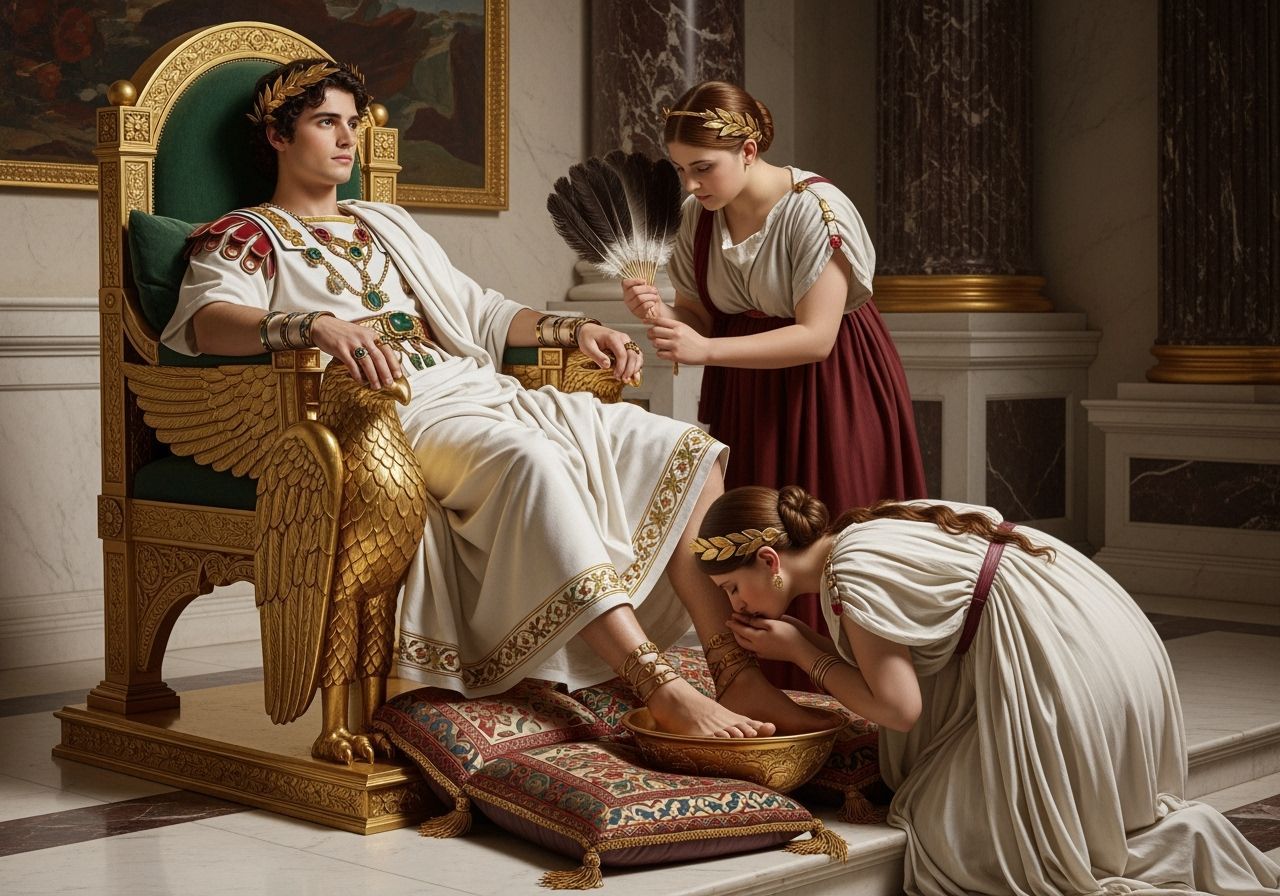 Young Roman Emperor on Eagle Throne, Baroque Style