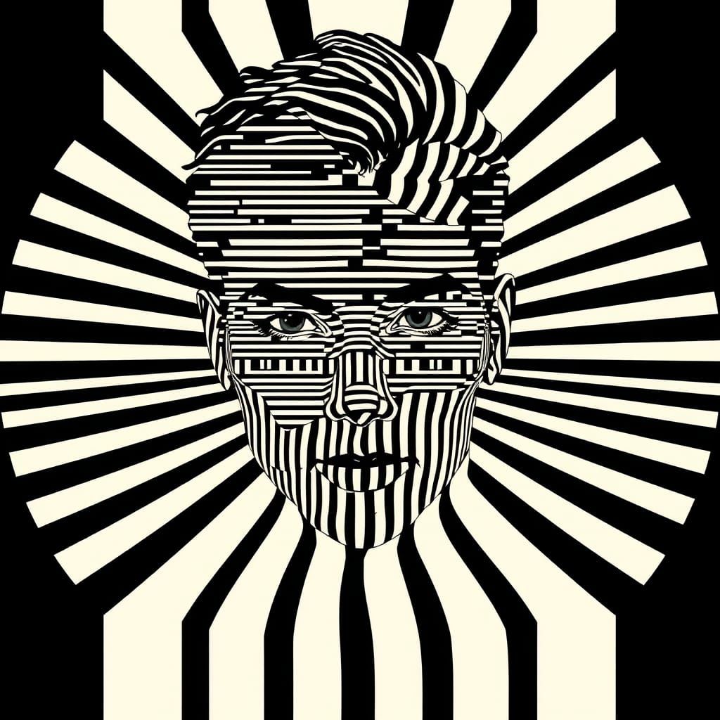 Optical Illusion Portrait in Graphic Op Art Style