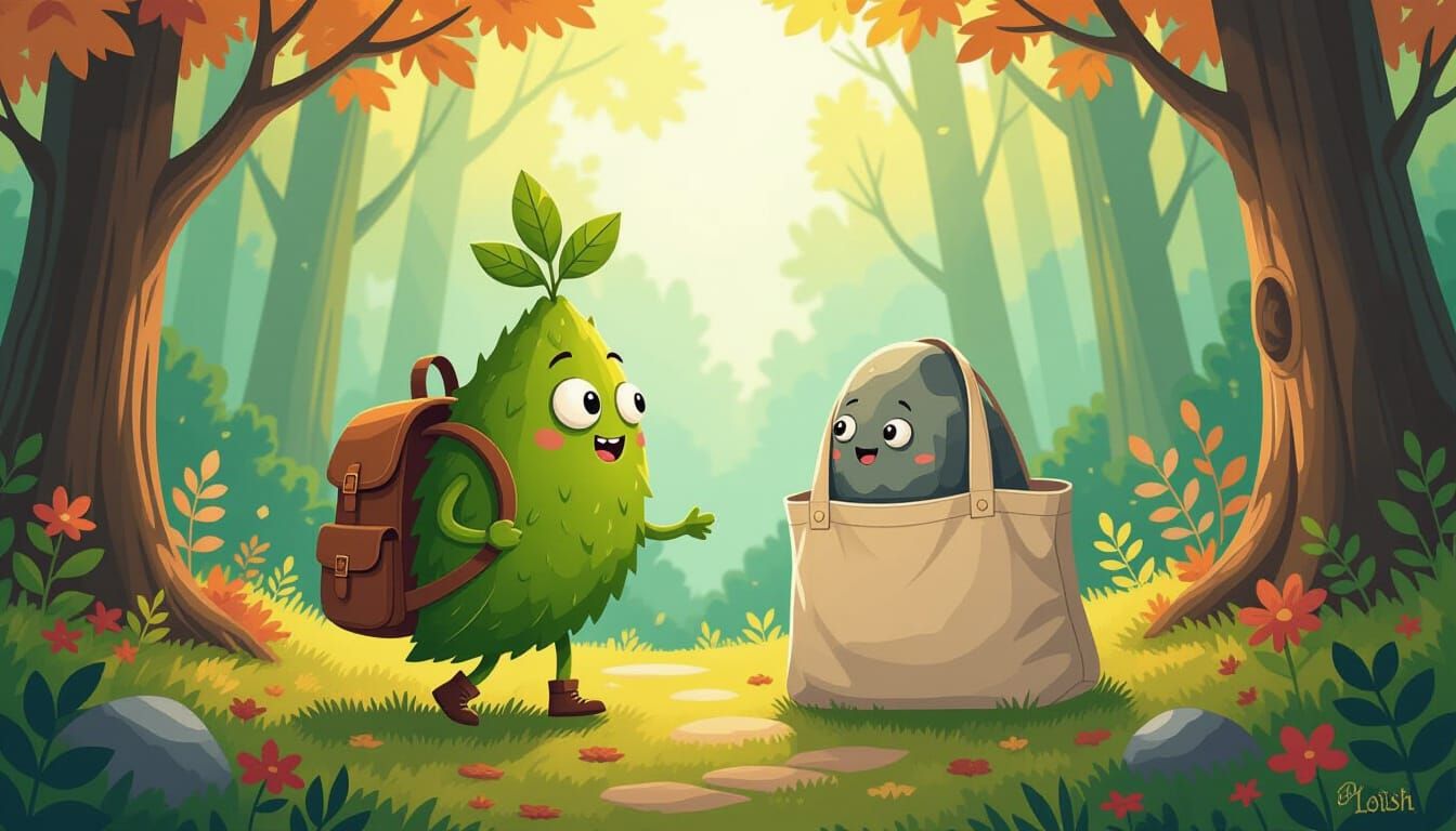 Whimsical Forest Adventure: Leaf and Rock Bond