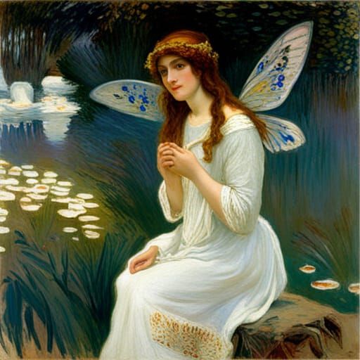 Impressionistic Fairy Woman in Monet Style