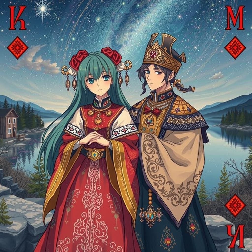 Miku in Traditional Finnish Attire, Surrounded by Thousand L...