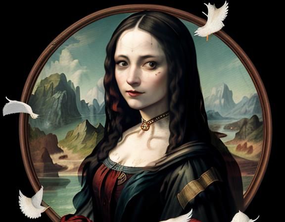 Harley Quinn as Mona Lisa in Beatrix Potter Style
