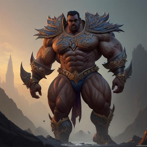 World's Largest Bodybuilder: Detailed Matte Painting