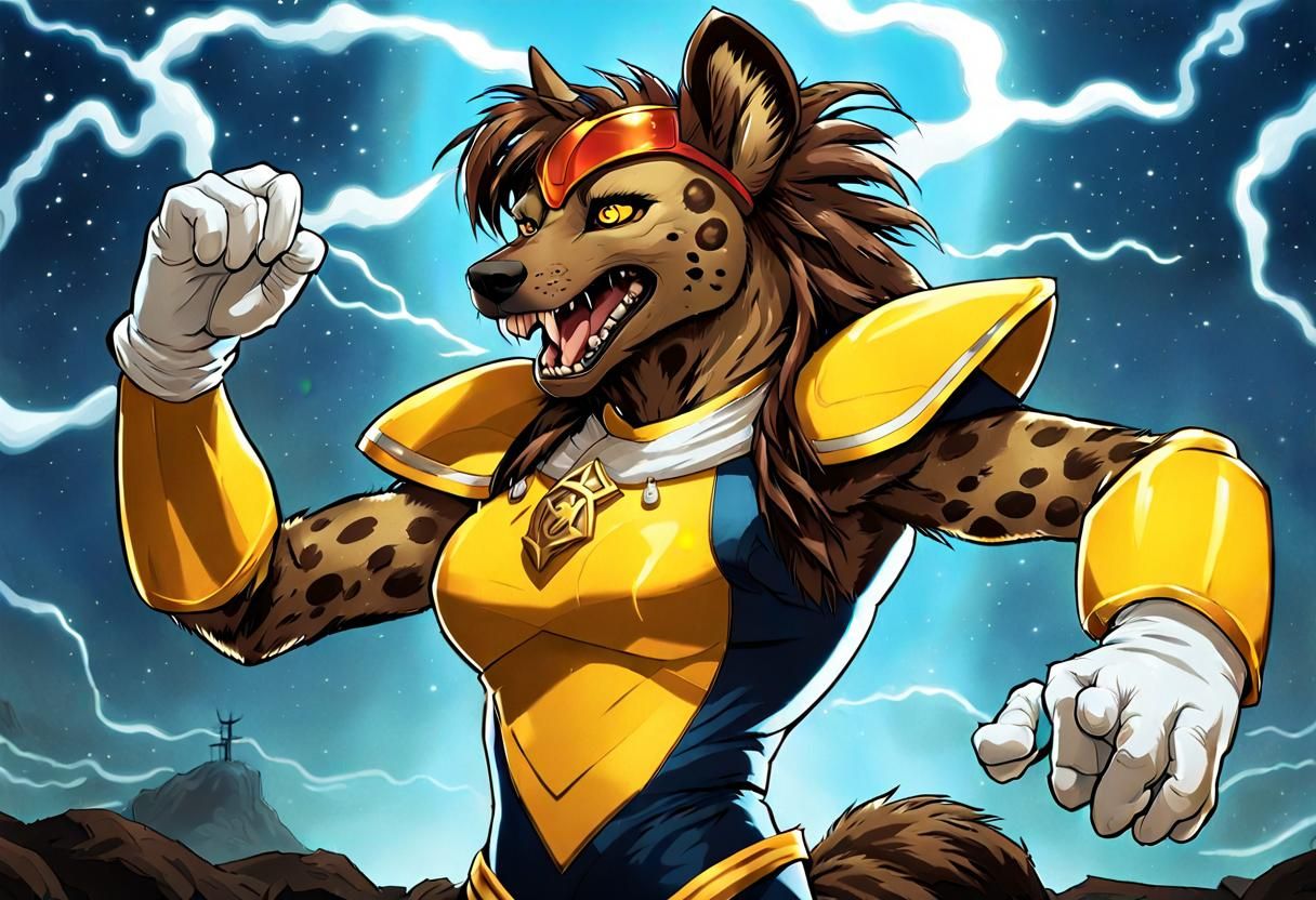 Kaiju Hyena Superhero in Comic Book Art Style