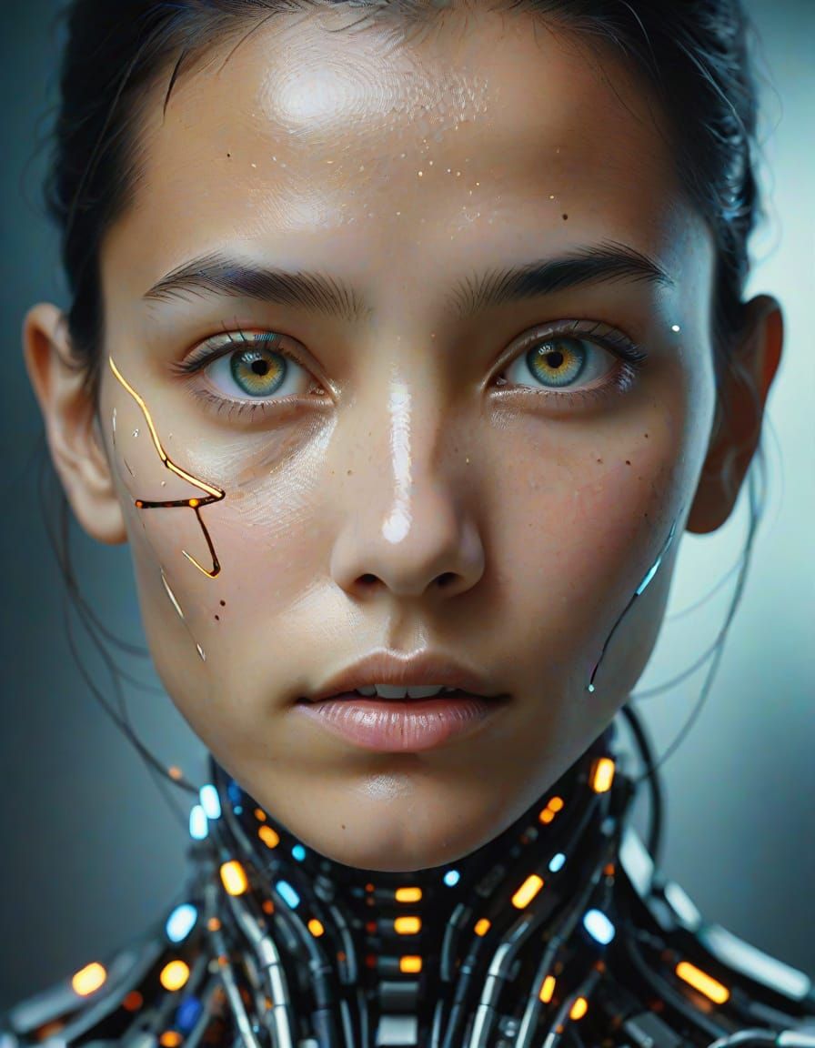 Ethereal Cyborg Romance: A Masterpiece of Light