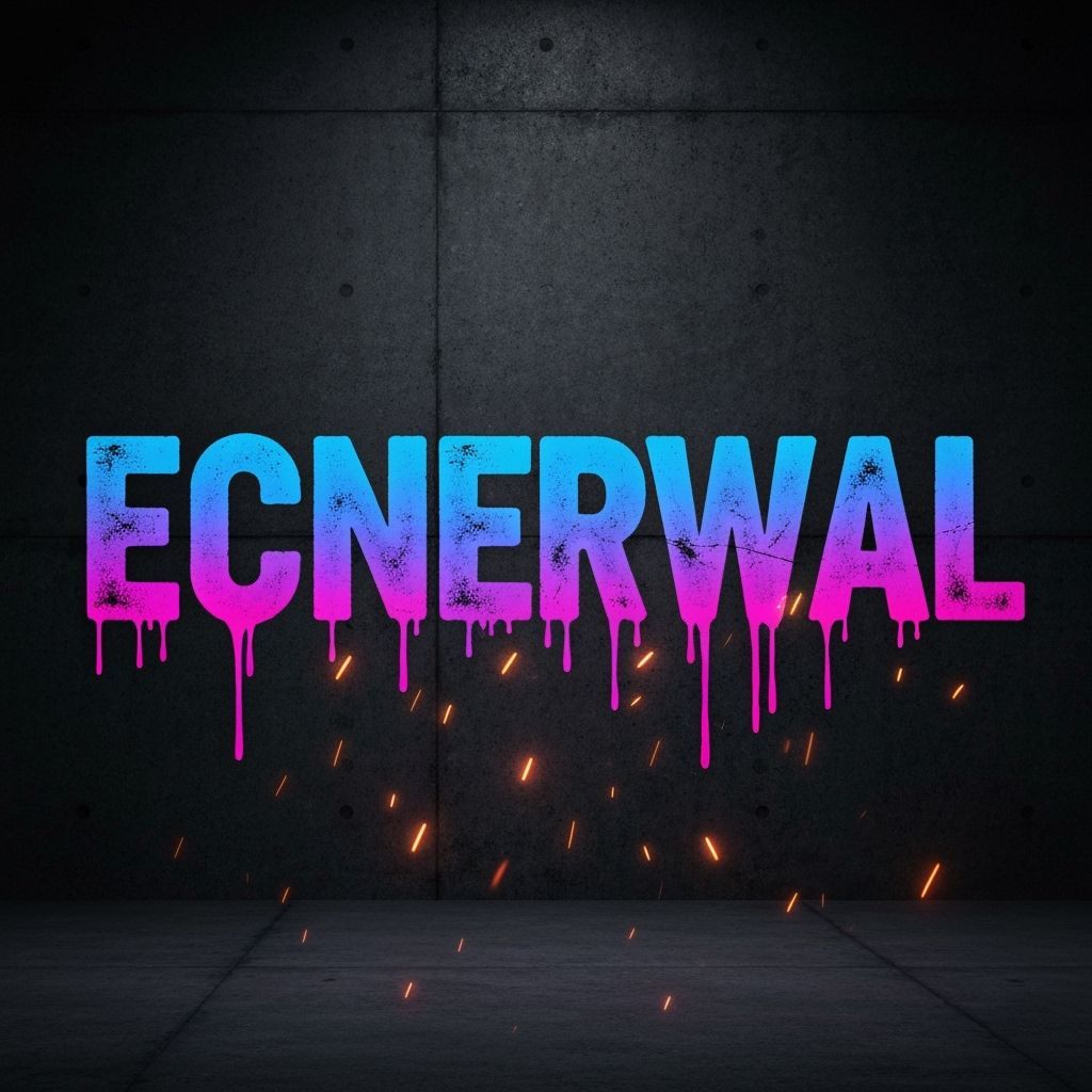 Ecnerwal Graffiti Art with Glowing Embers