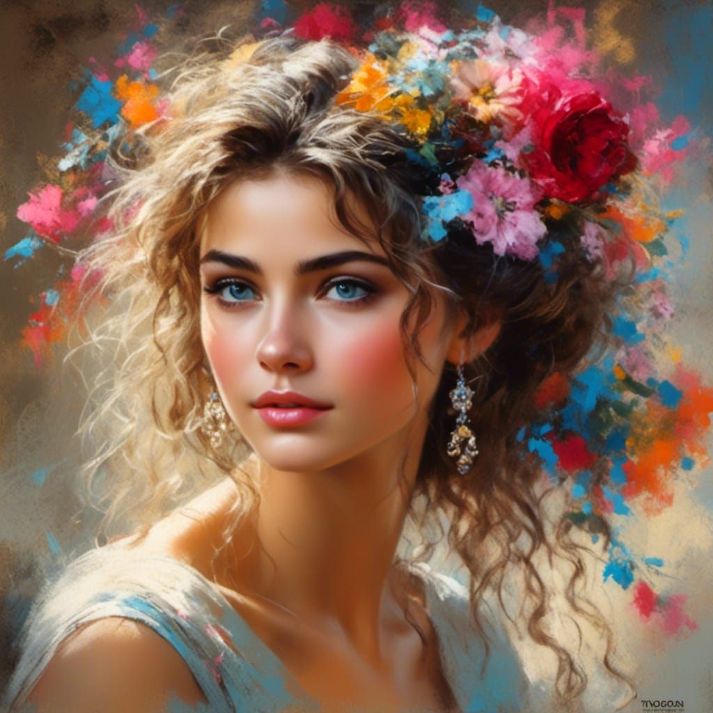 Elegant Beauty Portrait with Hyperrealistic Details