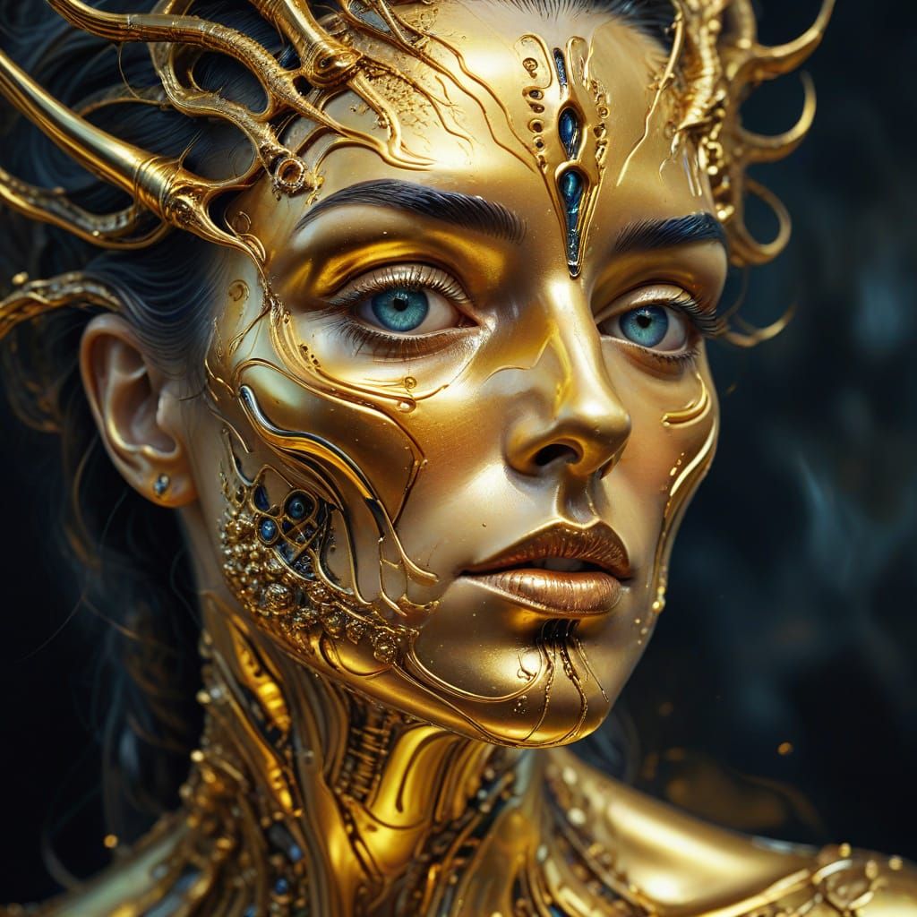 Surreal Fractal Woman's Face in Dali Giger Style