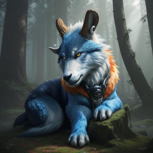 Monster Wolf and Goat Kid in Anime Style