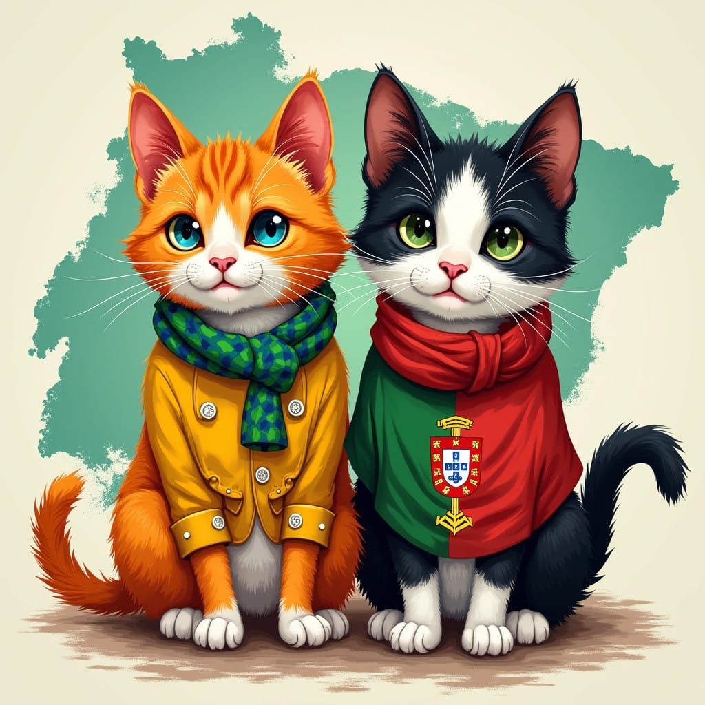 Feline Cultural Ambassadors of Portugal and Brazil