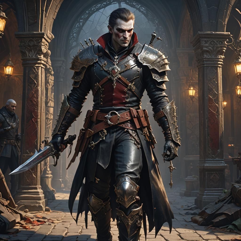 Vampire Rogue Concept Art in Dark Fantasy Style