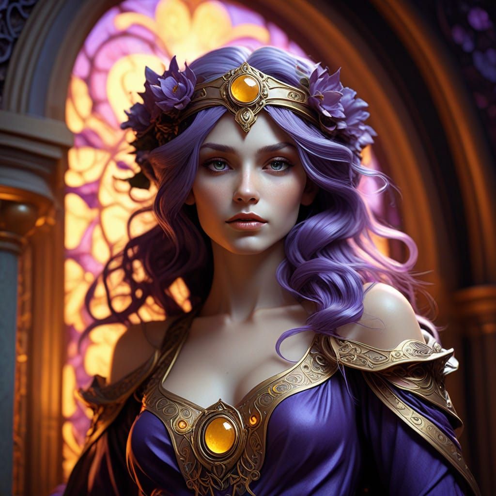 Ethereal Drow Enchantress Amidst Twilight Realm