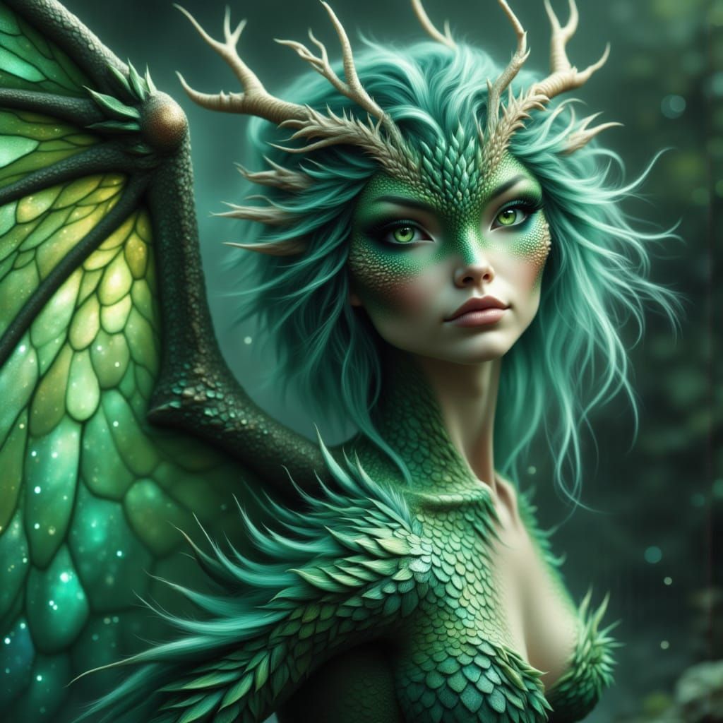 Jade Dragon Woman with Green Scales
