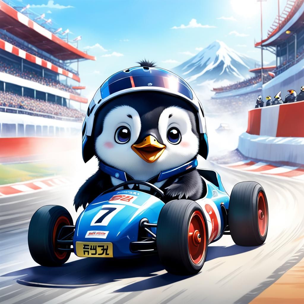 Adorable Baby Penguin Races in Anime Art Style