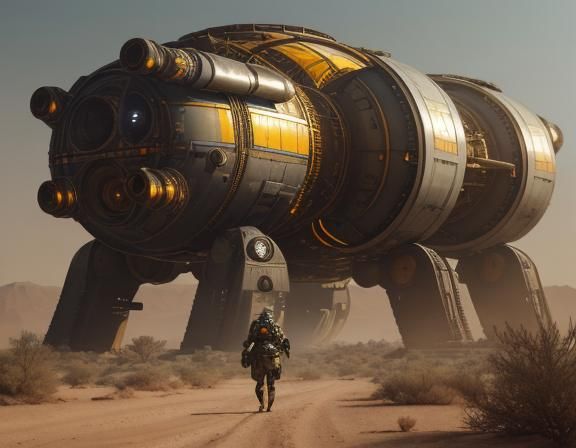 Chaotic good Atompunk . Woman wandering among the rubble in ...